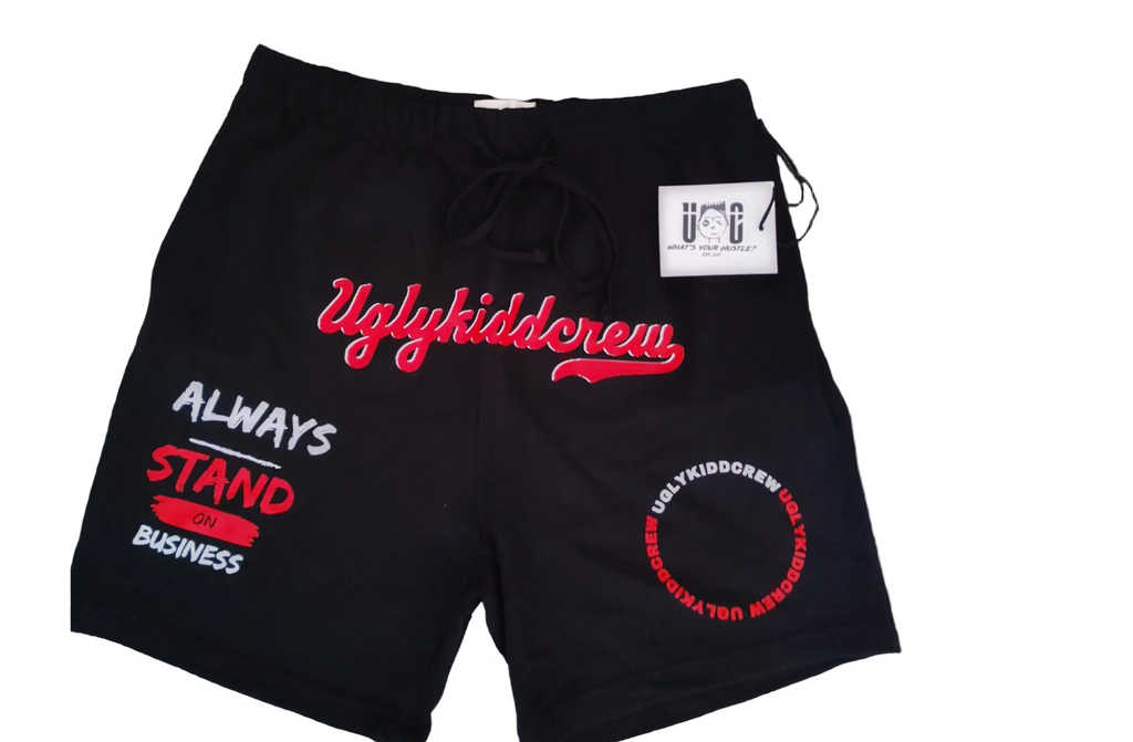 "Stand on business" fleece shorts
