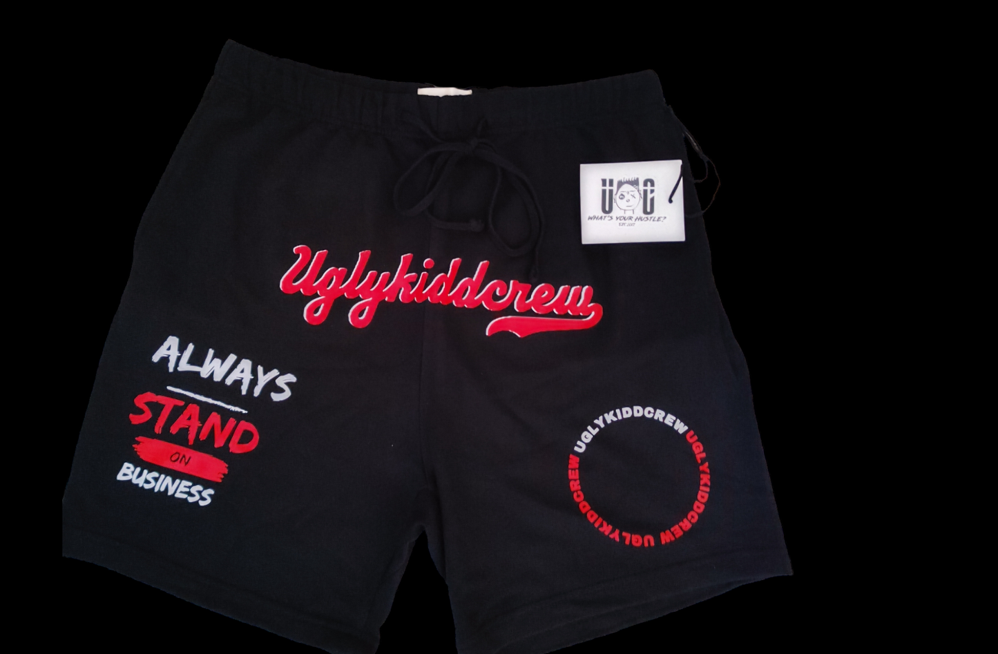 "Stand on business" fleece shorts