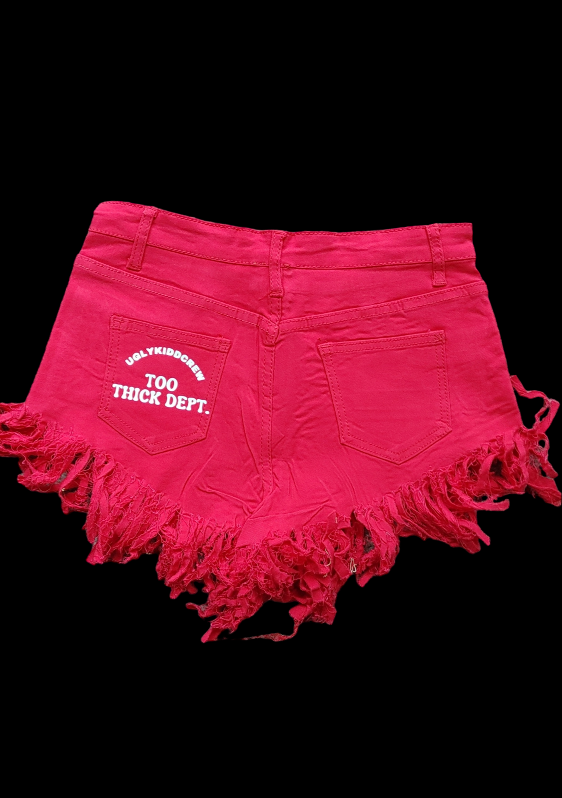 "Slogan Motto" fringe shorts