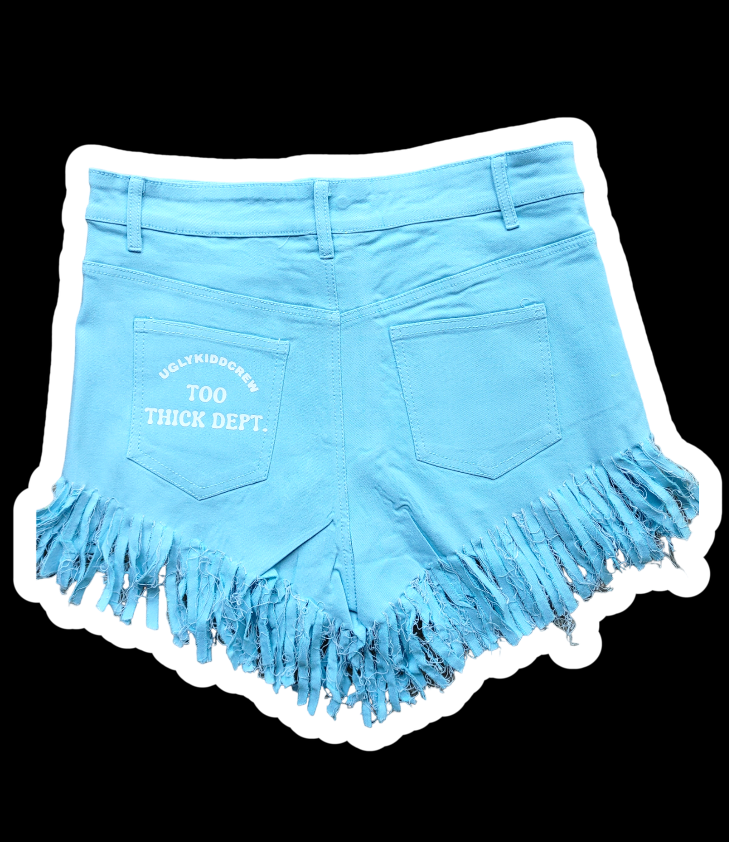 "Slogan Motto" fringe shorts