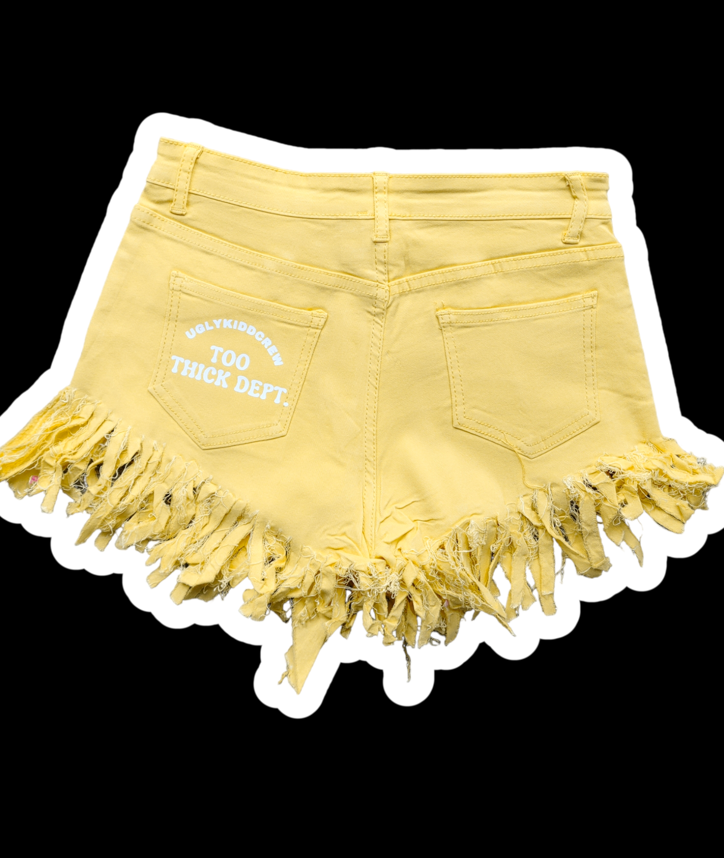 "Slogan Motto" fringe shorts