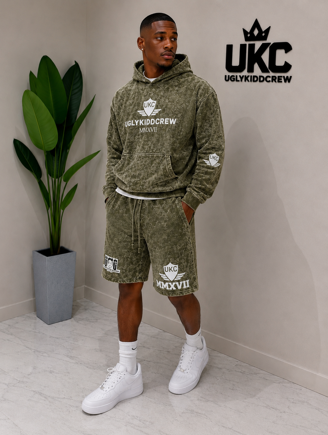 The Hustle Motto Set - Acid Wash Olive