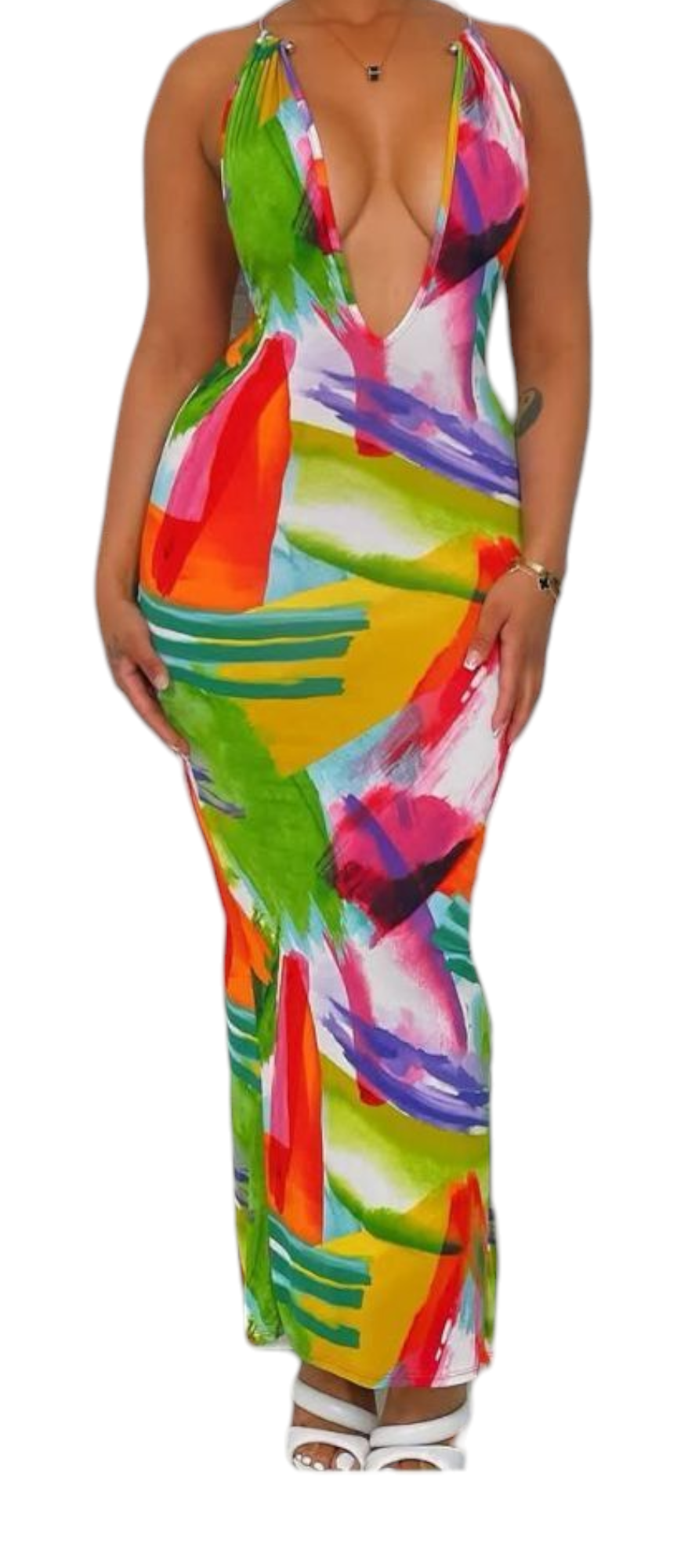 Multi colored open back dress