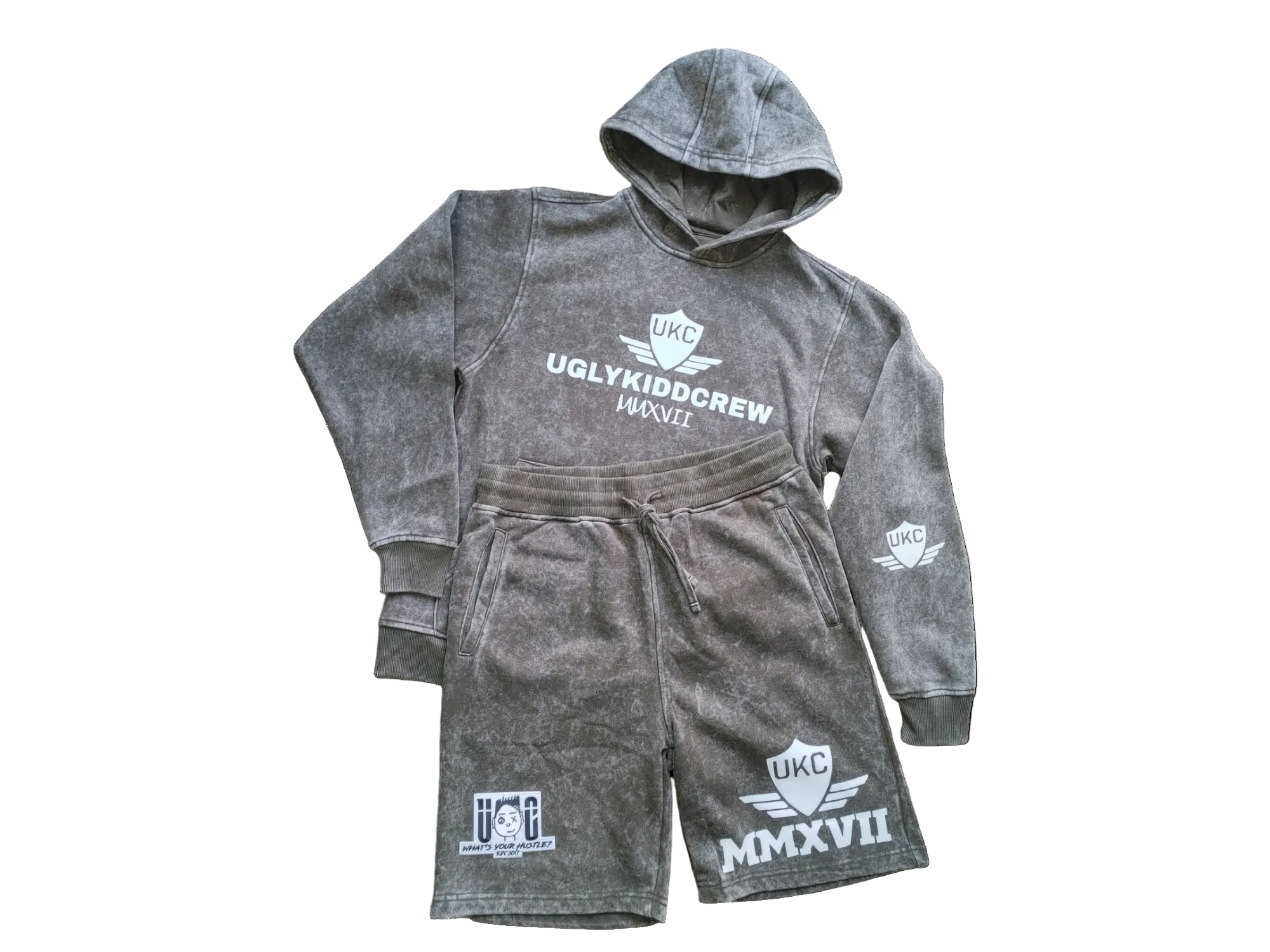 The Hustle Motto Set - Acid Wash Olive