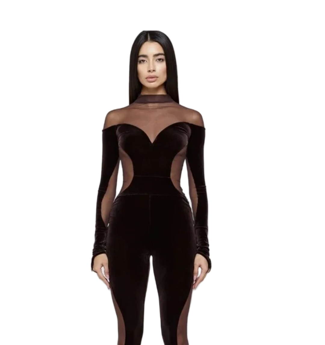 Mocha Mesh Jumpsuit