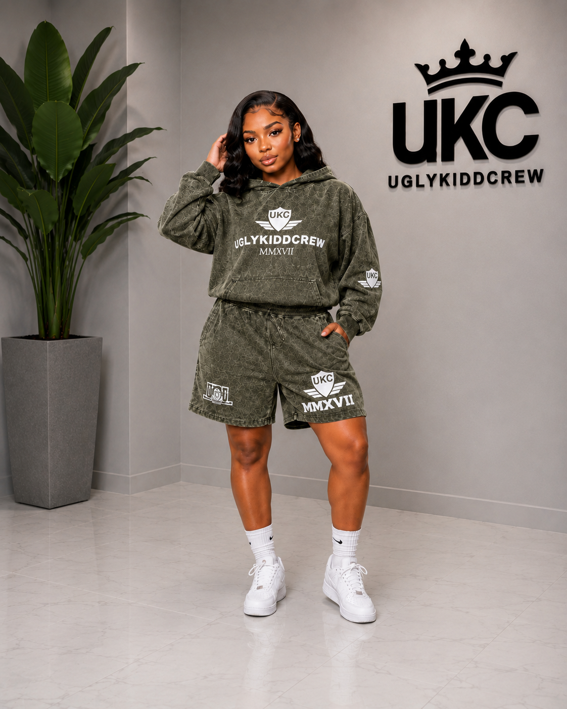 The Hustle Motto Set - Acid Wash Olive