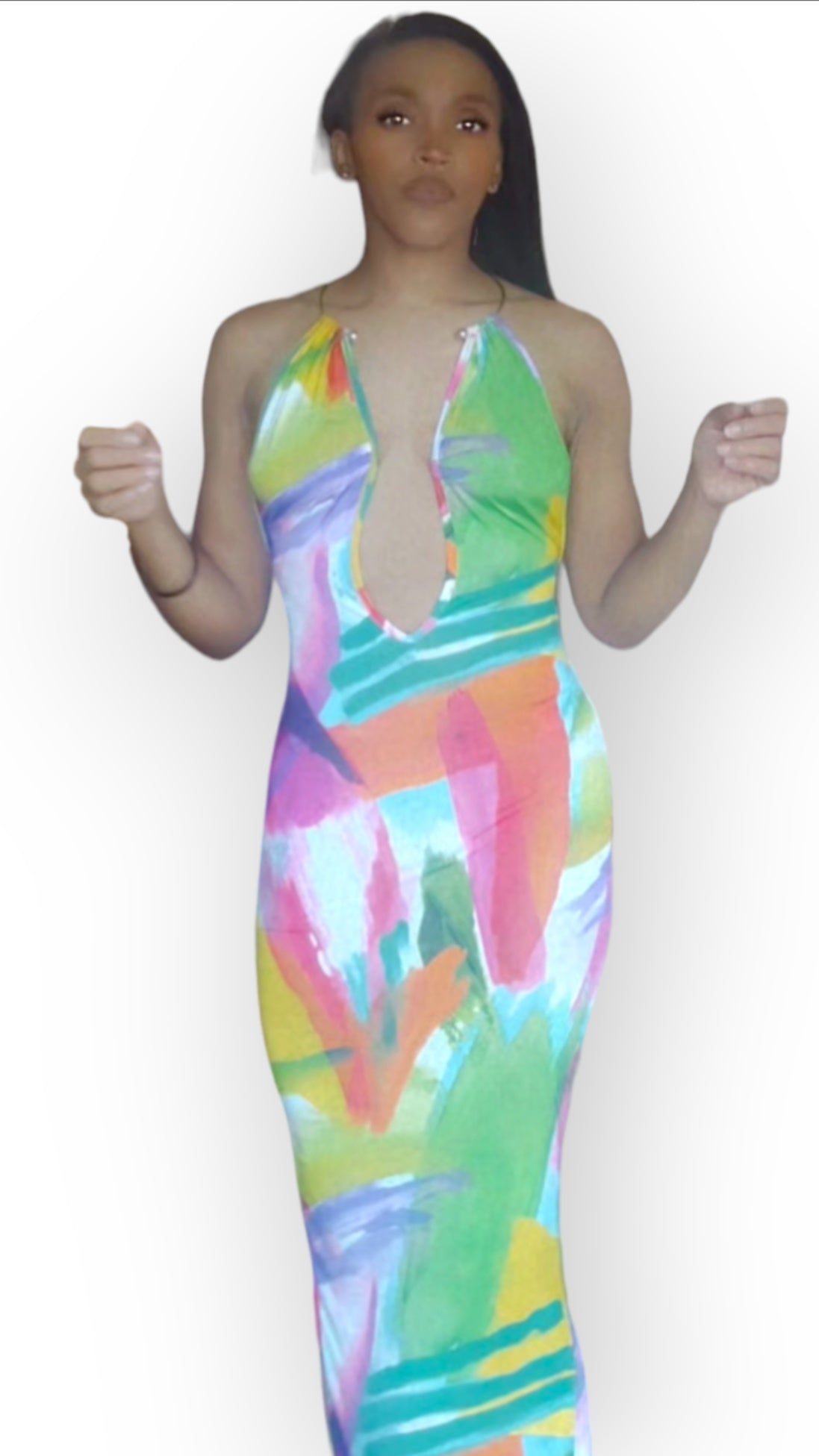 Multi colored open back dress