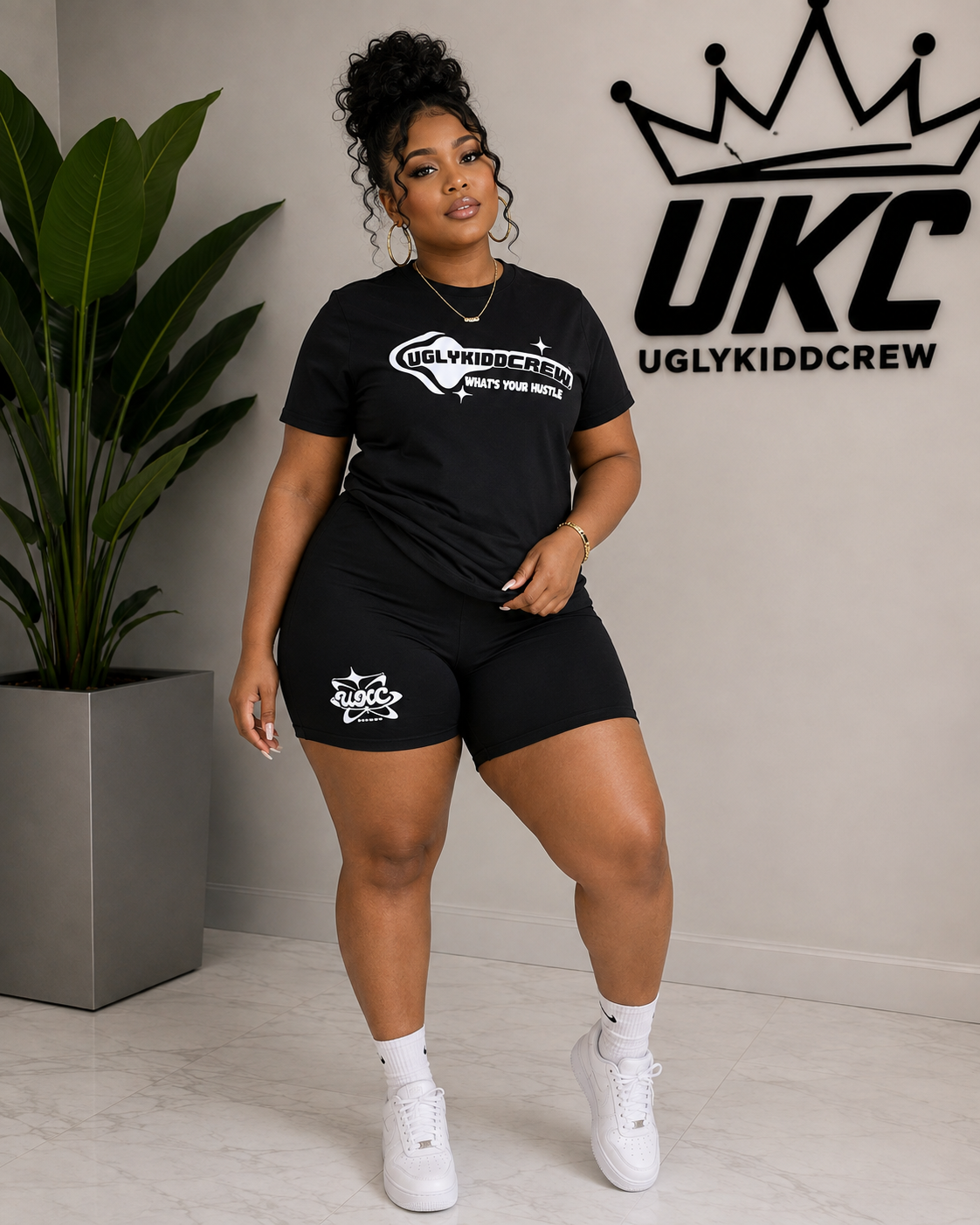 Oversized T-shirt /W Biker shorts set