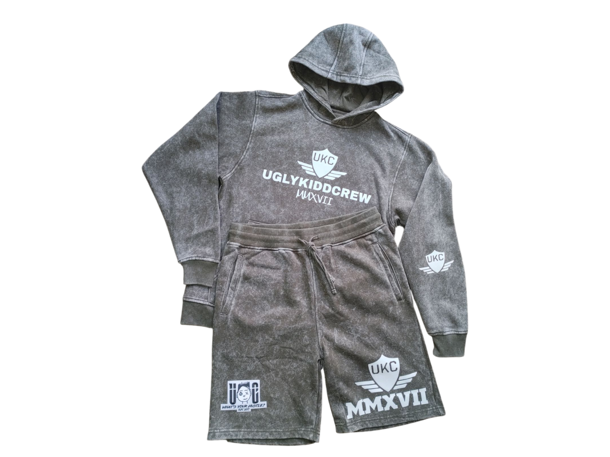 The Hustle Motto Set - Acid Wash Olive