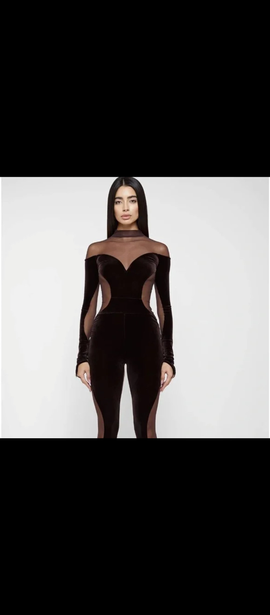 Mocha Mesh Jumpsuit