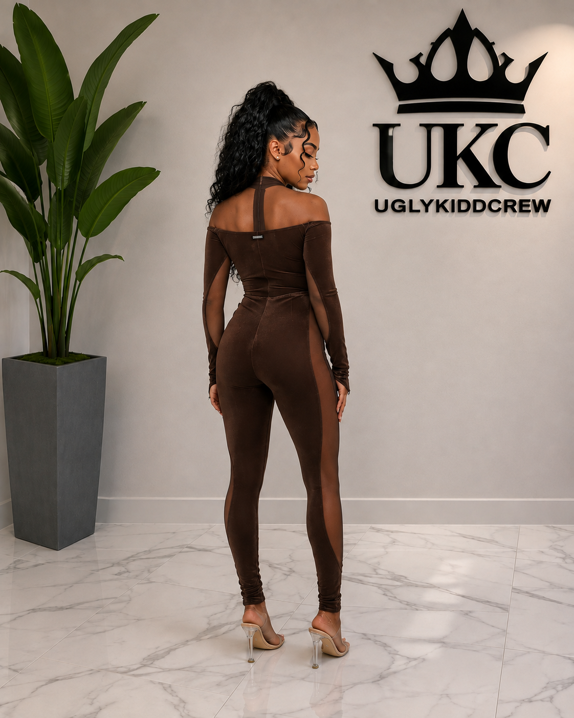 Mocha Mesh Jumpsuit